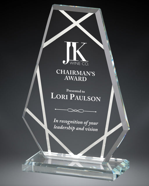 Contour Tower Glass Award with silver lined accents