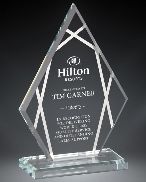 Contour Diamond Glass Award with silver lined accents