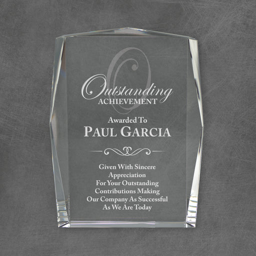 Crystal Rectangle Award with beveled edges