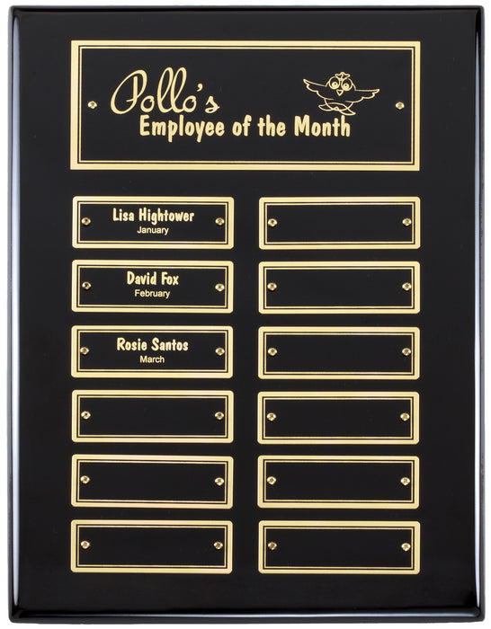 Black Finish Perpetual Vertical 12 Plate (Pick Gold or Silver Plates)