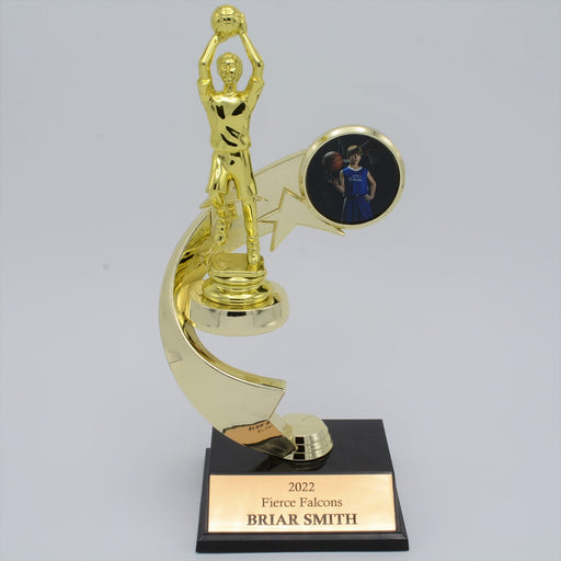 Junior Basketball Trophy with Picture - Boy