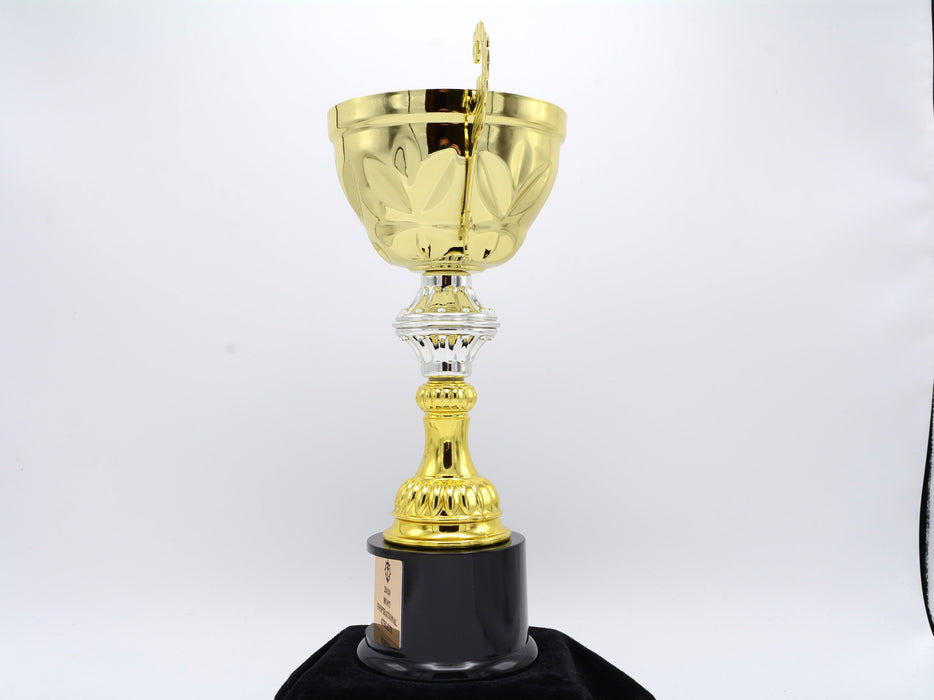 Gold Metal Cup Trophy on Plastic Base