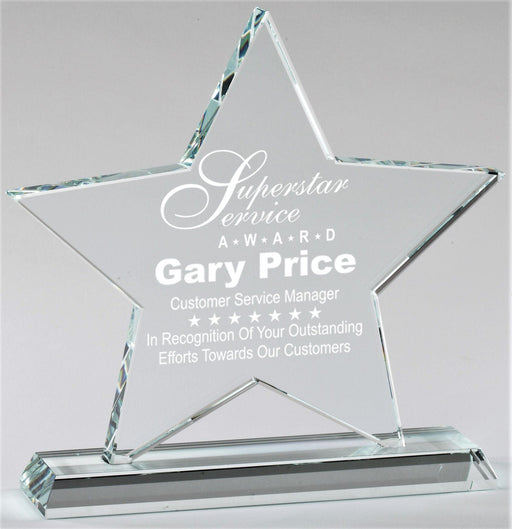 6 Point Star Crystal Award on base