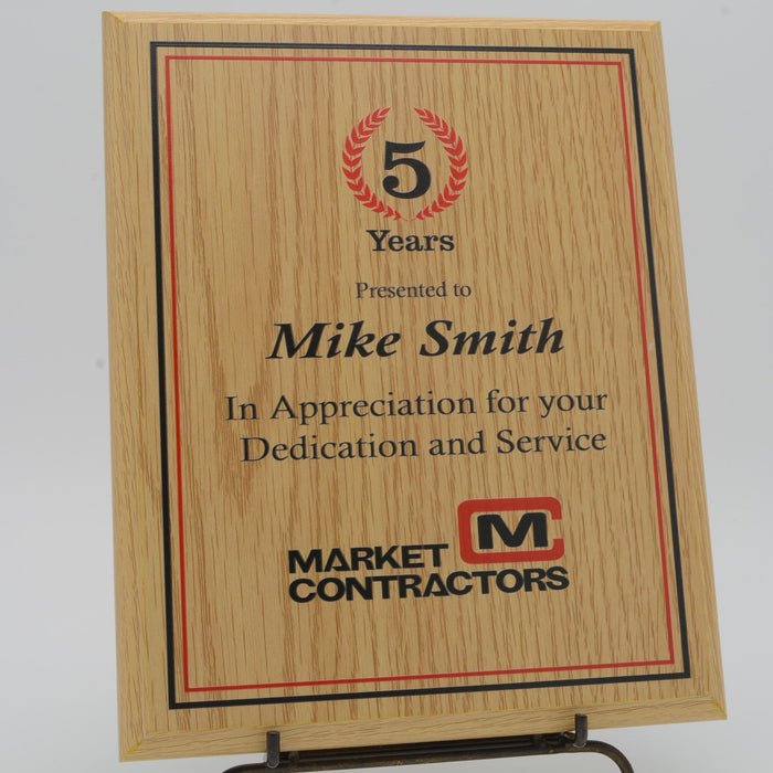 Economy Full Color Print Oak Plaque