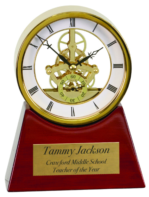 7 1/4" Executive Gold & Rosewood Piano Finish Clock