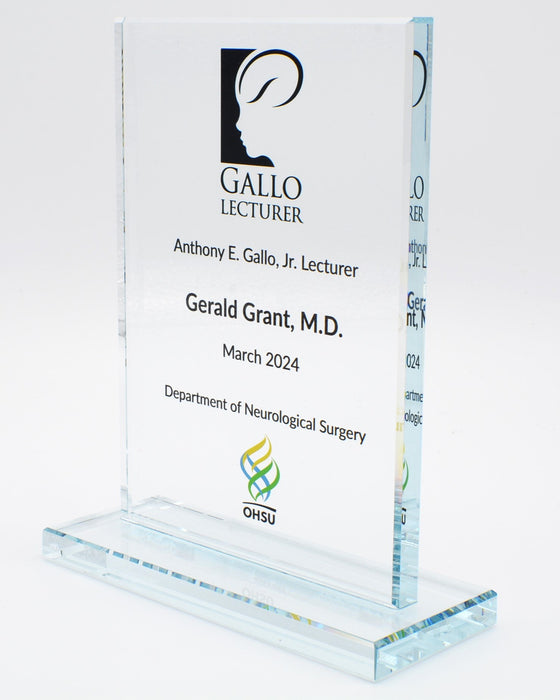 Large Clear Glass Rectangular on mitered base