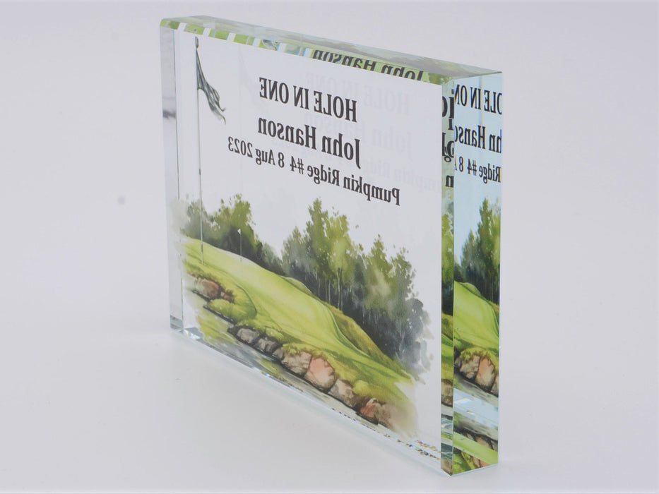 Crystal Golf Hole-in-One Plaque