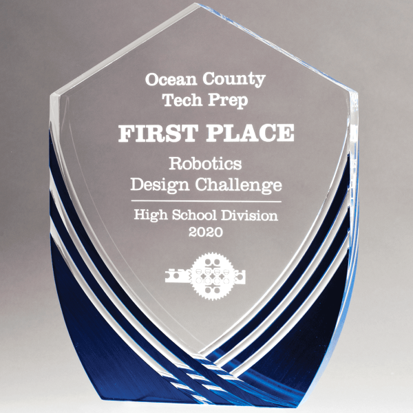 Shield with Blue Stripes Acrylic Award