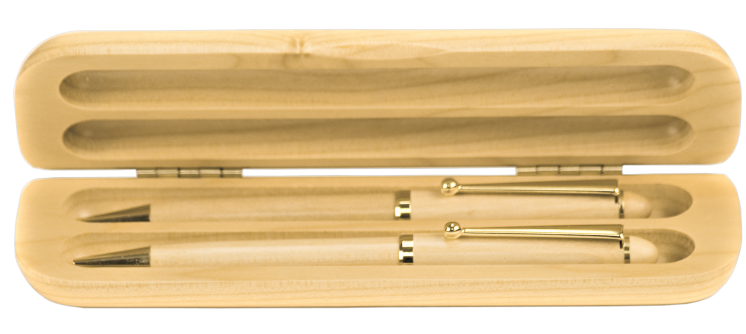 Engraved Maple Pen & Pencil Set with Case