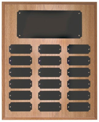 Oak Finish 18 Plate Perpetual Plaque