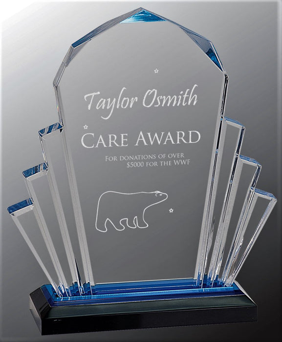 Blue Faceted Impress Acrylic Award