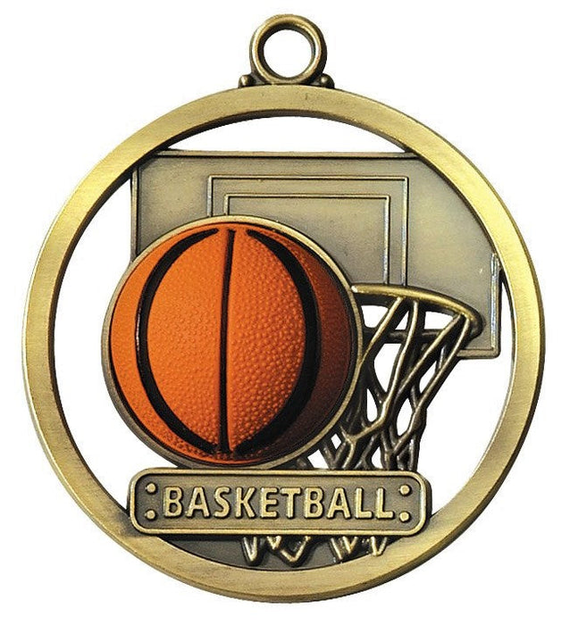 BASKETBALL 3-D GAME BALL MEDAL Gold