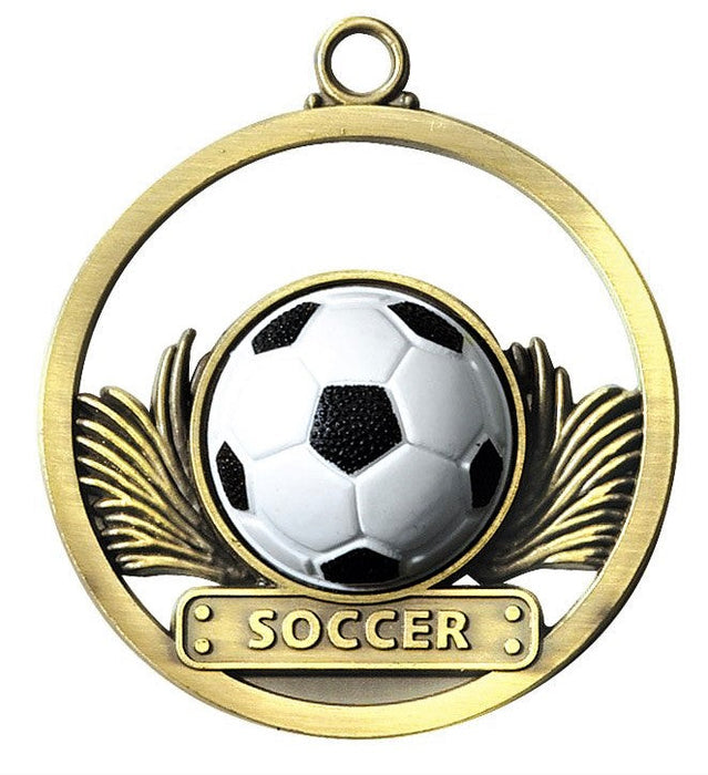 SOCCER 3-D GAME BALL MEDAL Gold