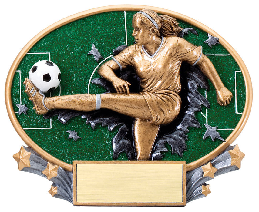 Xplosion 3D Oval Resin Soccer Plaque Female