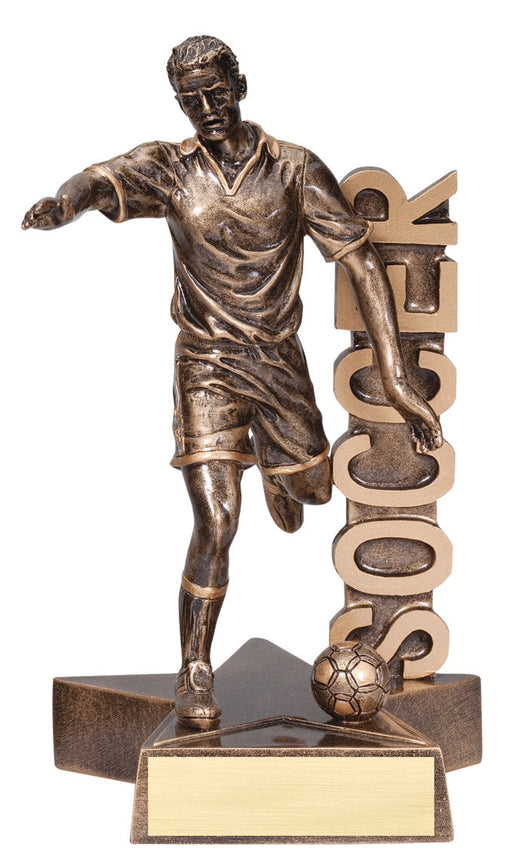 Soccer Male Figure Trophy with Sport Name vertically