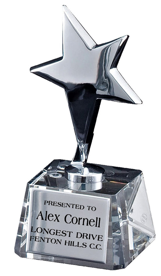 Silver Star Award on Crystal Base