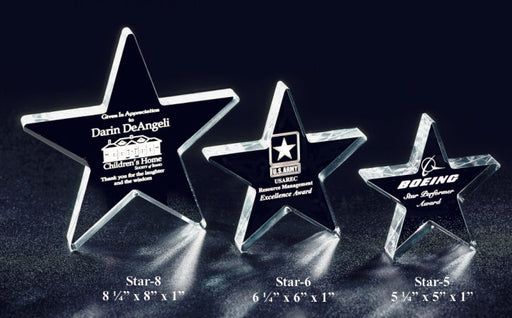 ACRYLIC 5 Point Clear STAR (3 Sizes)