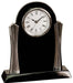 8 1/4" x 7 1/2" Black Piano Finish Clock with Silver Columns