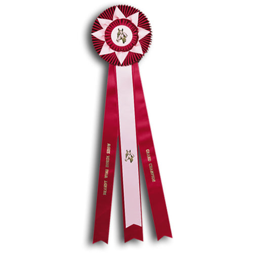 Custom Rosette Ribbon, Three Streamer, 24"Long, 6