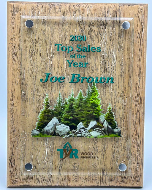 Barnwood Floating Glass Plaque