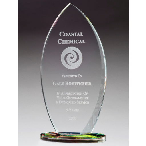Arrowhead Shaped Clear Glass Award on Prism-Effect Oval Base