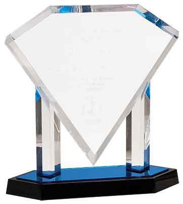 Floating Diamond Acrylic Award on clear acrylic posts
