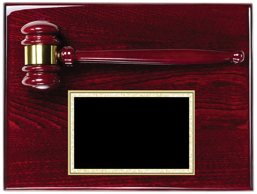 Rosewood Piano Finish Gavel Plaque Includes Plate
