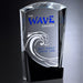 Bevel edge crystal award with sweeping black crystal front