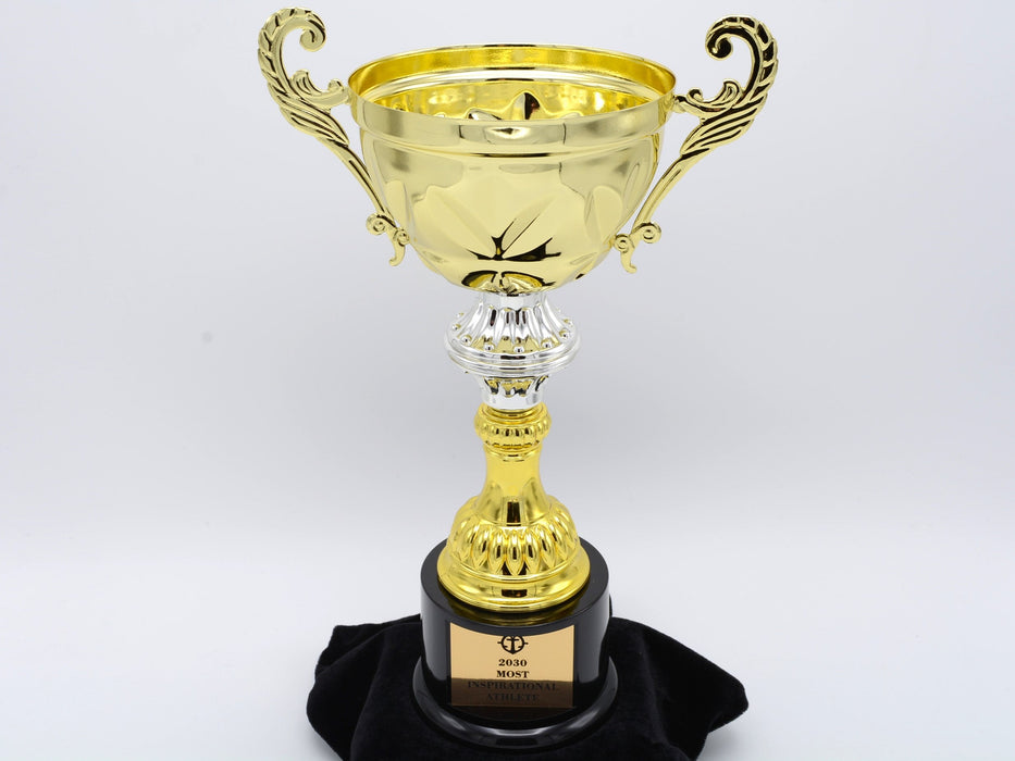 Gold Metal Cup Trophy on Plastic Base