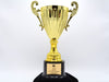 Gold Metal Cup Trophy with Handles on Weighted Plastic Base