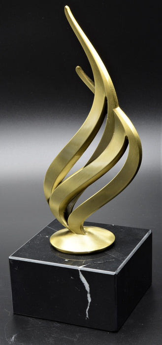 Gold Metal Flame Trophy on Marble Base