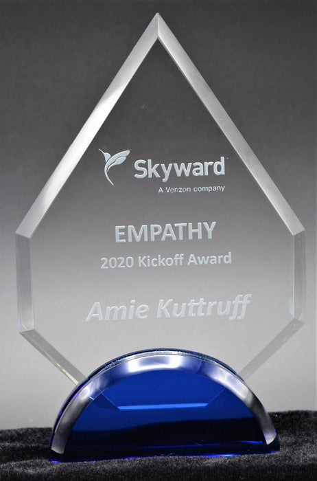 Arrowhead Crystal Award on Sapphire Blue Base