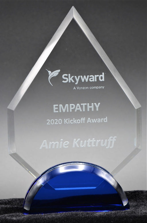Arrowhead Crystal Award on Sapphire Blue Base