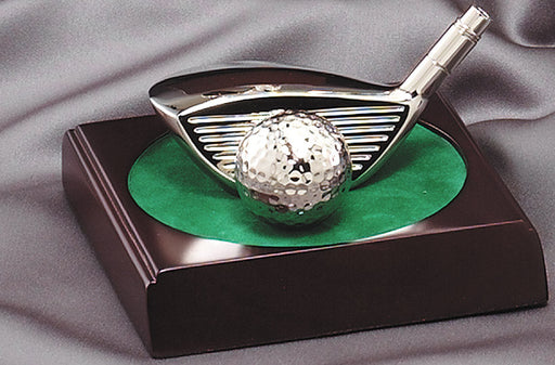 Golf Driver and Ball on Green Trophy