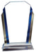 Glass Award with Blue and Gold Vertical Stripes on both sides