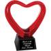 Beautiful Red Heart Art Glass mounted on Black Glass Base