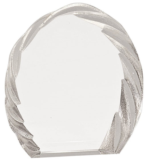 6" Oval Crystal Award with Decorative Edge