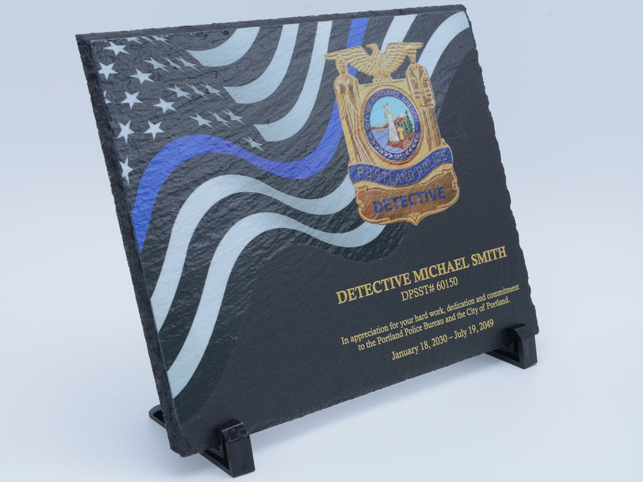 Police Slate Plaque with Blue Line