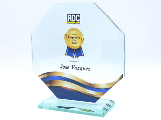 Glass Octagon Award on base
