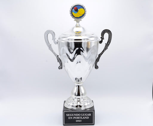 Silver All Metal Trophy Cup with Pickleball topper