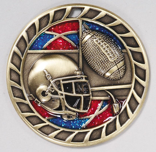 2-1/2" Football Glitter Glass Medallion