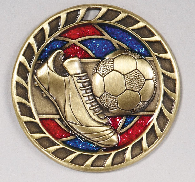 2-1/2" Soccer Glitter Glass Medallion