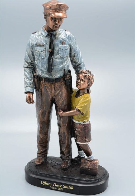 Police with Child Resin Tropjy