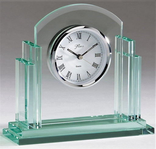 Jade Desk Clock With Side Piers