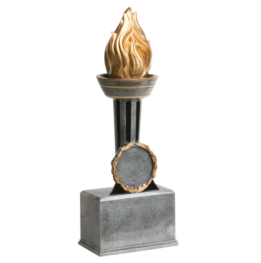 Victory Flame Trophy resin with 2" insert and engraving plate on the base