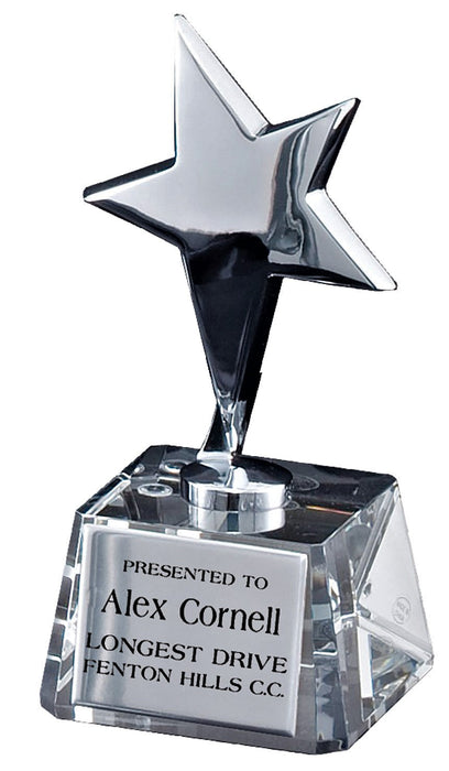Silver Star Award on Crystal Base