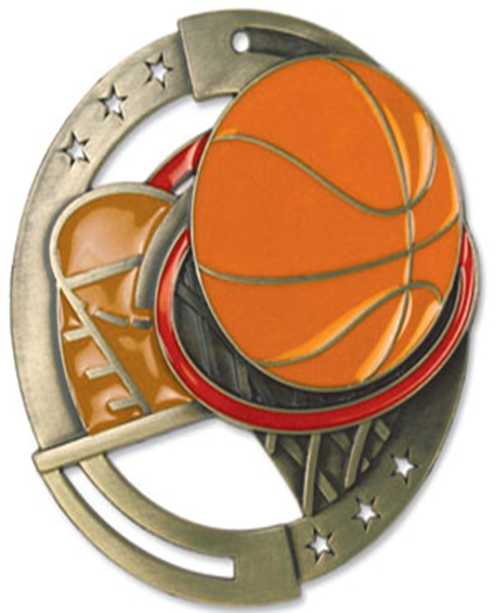 2-3/4" Basketball Color Enamel M3XL Medals