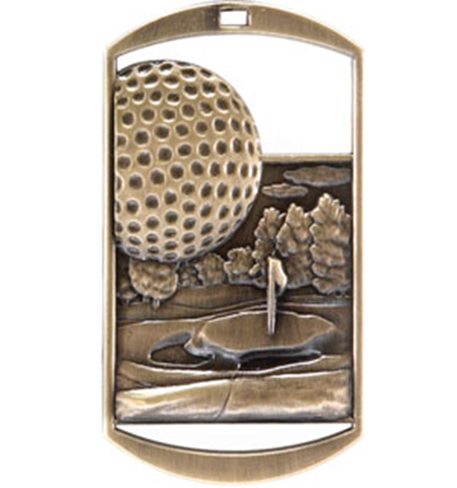 2-3/4" Dog Tag Golf Medals